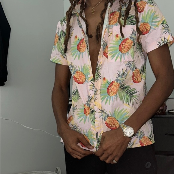 Tropical Pineapple Print Shirt - Picture 4 of 7